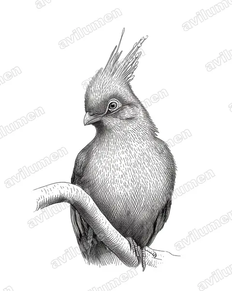 Ilustración en Tinta: Tauraco schalowi (Turaco de Schalow)
