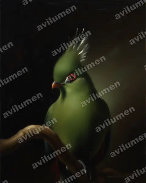 Ilustración en Óleo: Tauraco schalowi (Turaco de Schalow)