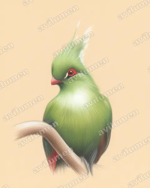 Ilustración en Lápiz de color: Tauraco schalowi (Turaco de Schalow)