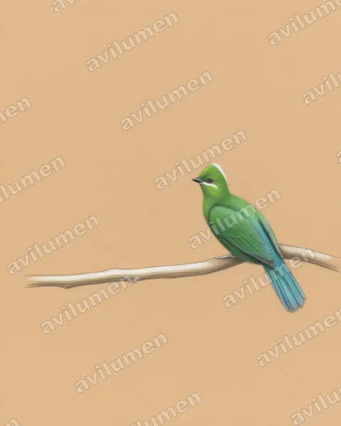 Colored pencil illustration: Tauraco schuettii (Black-billed Turaco)