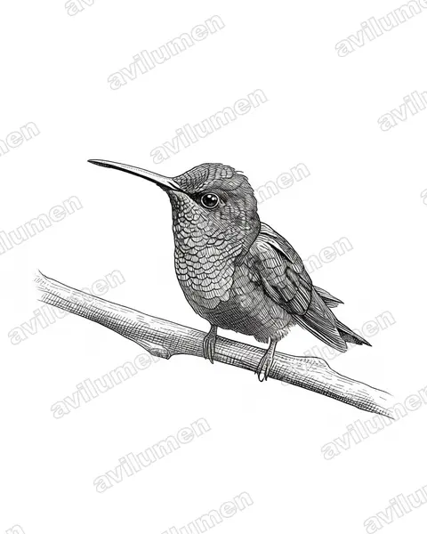 Ilustración en Tinta: Thalurania colombica (Zafiro coroniazul​)