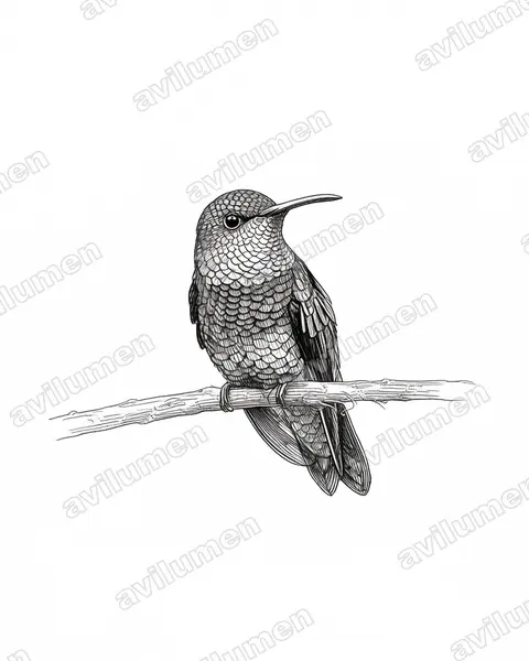 Ilustración en Tinta: Thalurania furcata (Zafiro golondrina)