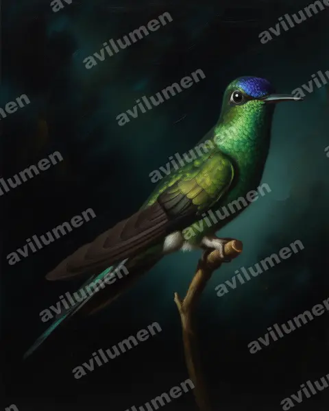 Illustration Huile : Thalurania glaucopis (Dryade glaucope)