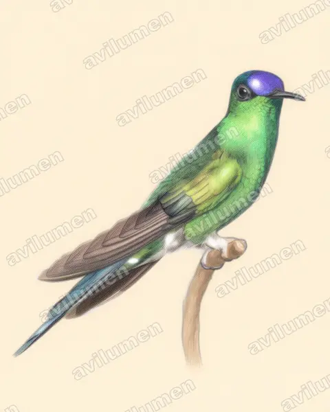 Illustration Crayon de couleur : Thalurania glaucopis (Dryade glaucope)