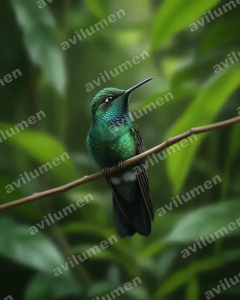 墨西哥妍蜂鸟（Thalurania ridgwayi）的写实插画