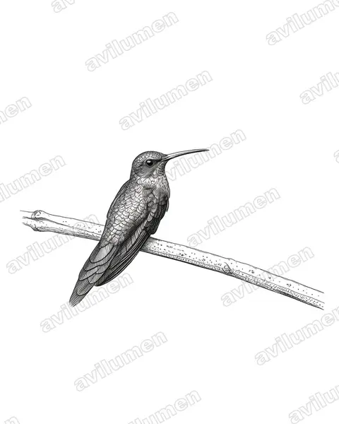 Ilustración en Tinta: Thalurania watertonii (Zafiro colilargo​)