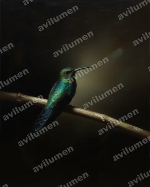 Ilustración en Óleo: Thalurania watertonii (Zafiro colilargo​)