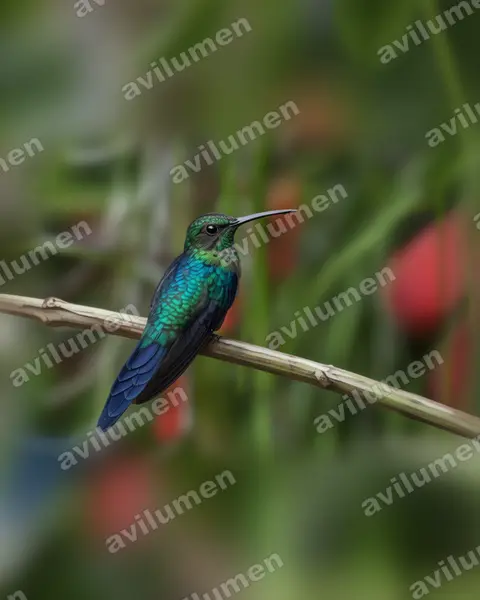 Ilustración en Realista: Thalurania watertonii (Zafiro colilargo​)