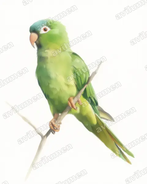 Illustration im Stil Aquarell: Spitzschwanzsittich (Thectocercus acuticaudatus)