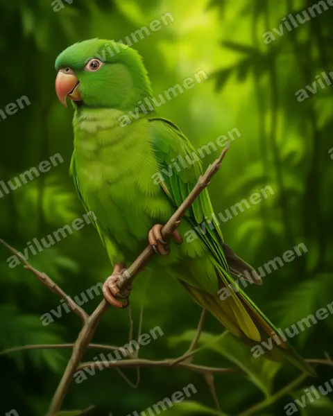 Illustration im Stil Realistisch: Spitzschwanzsittich (Thectocercus acuticaudatus)