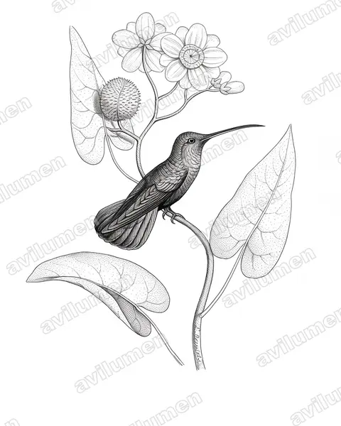 Ink illustration: Threnetes niger (Sooty Barbthroat)