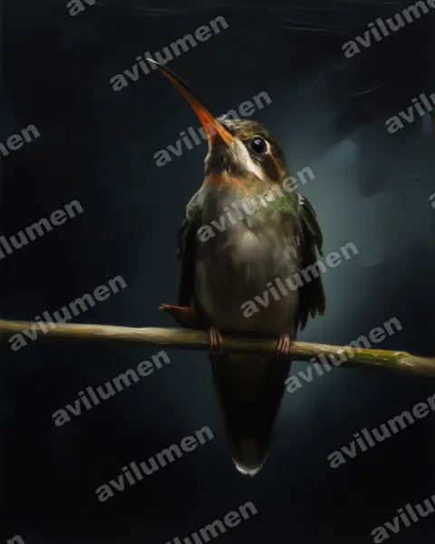 Oil illustration: Threnetes ruckeri (Band-tailed Barbthroat)