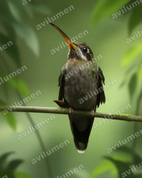 Realistic illustration: Threnetes ruckeri (Band-tailed Barbthroat)