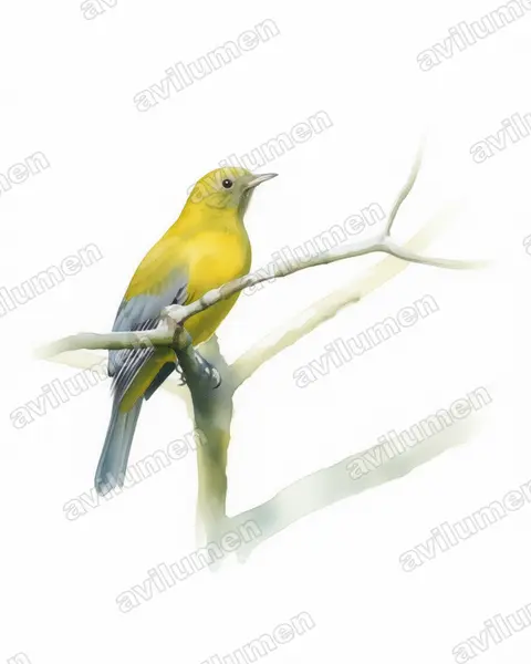 Illustration Aquarelle : Tijuca condita (Cotinga à ailes grises)