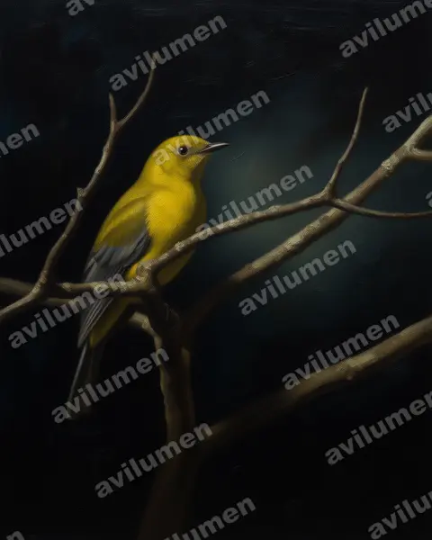 Illustration Huile : Tijuca condita (Cotinga à ailes grises)