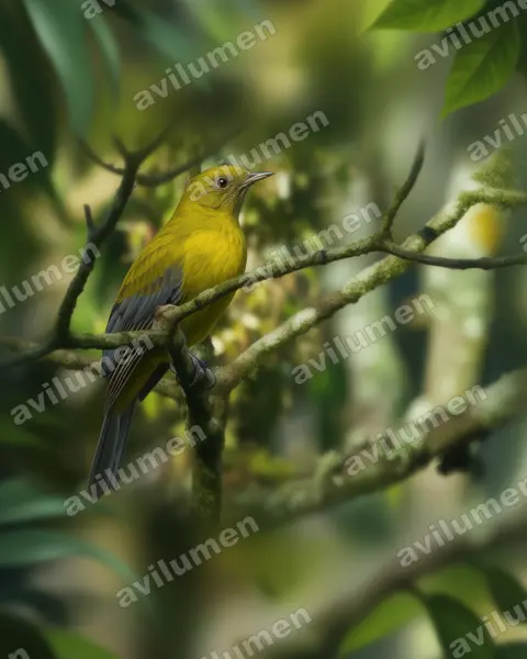 Illustration Réaliste : Tijuca condita (Cotinga à ailes grises)