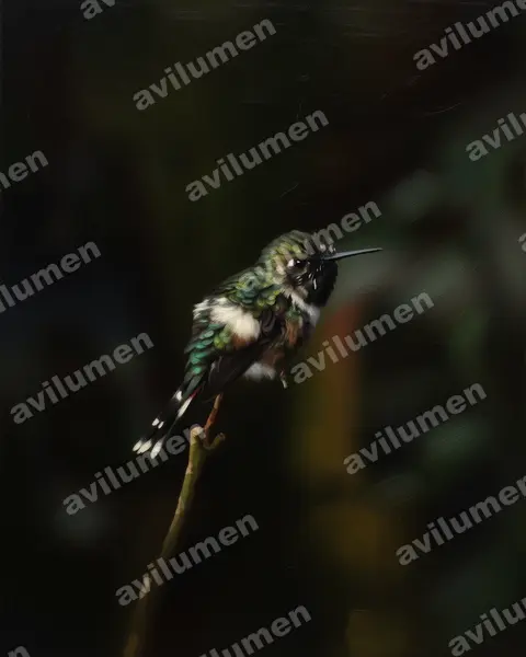 Illustration Huile : Tilmatura dupontii (Colibri zémès)