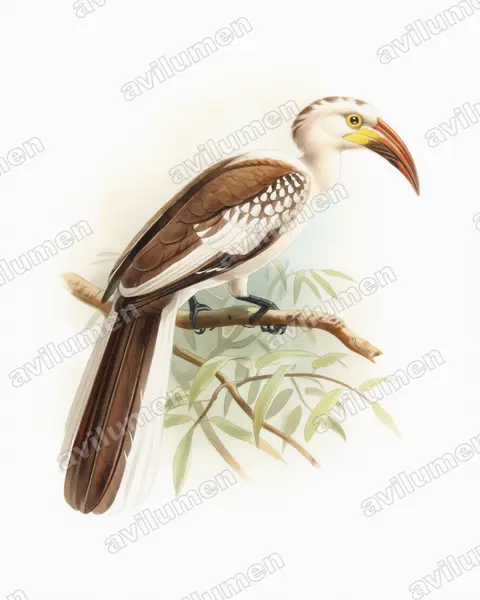 Illustration Aquarelle : Tockus damarensis (Calao de Namibie)