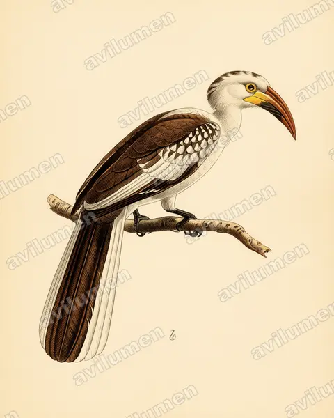 Illustration Planche ancienne : Tockus damarensis (Calao de Namibie)