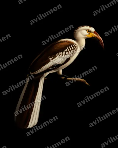 Illustration Huile : Tockus damarensis (Calao de Namibie)
