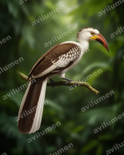 Illustration Réaliste : Tockus damarensis (Calao de Namibie)