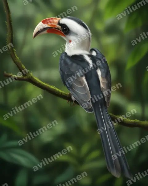 Ilustración en Realista: Tockus deckeni (Toco keniata)