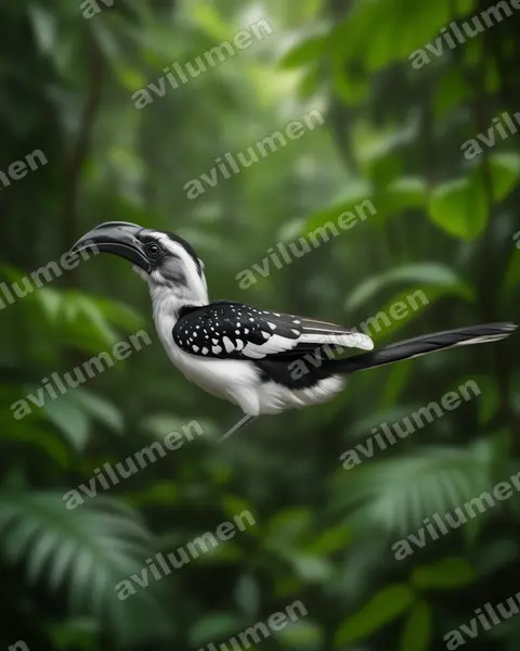 Realistic illustration: Tockus jacksoni (Jackson's Hornbill)