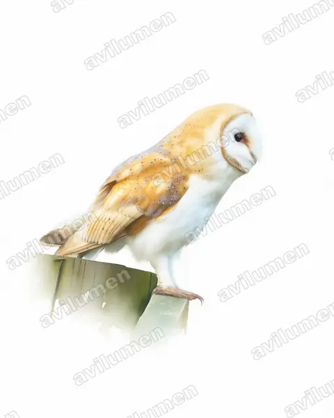 Illustration Aquarelle : Tyto alba (Effraie des clochers)