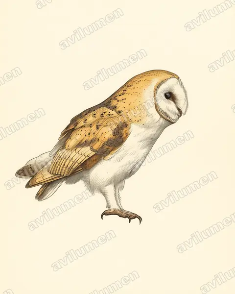 Illustration Planche ancienne : Tyto alba (Effraie des clochers)