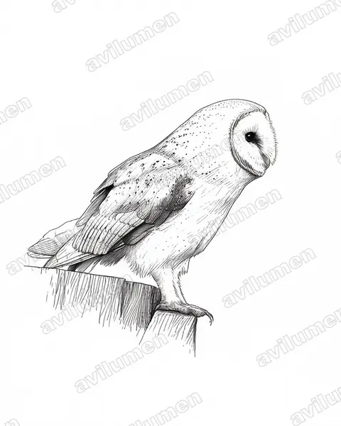 Illustration Encre : Tyto alba (Effraie des clochers)