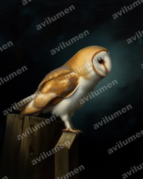 Illustration Huile : Tyto alba (Effraie des clochers)