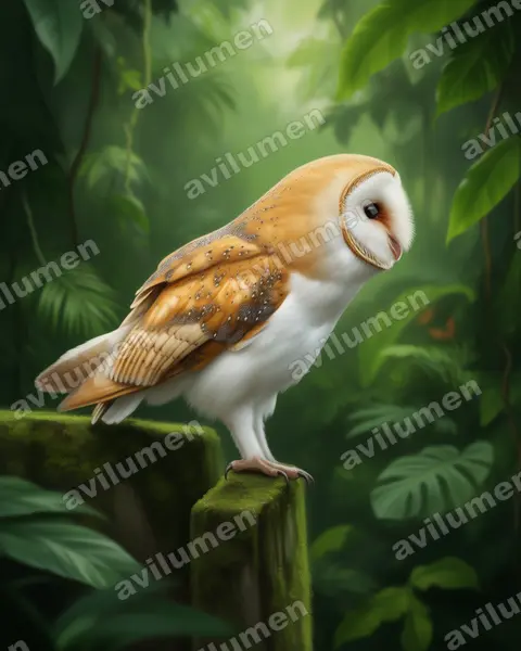 Illustration Réaliste : Tyto alba (Effraie des clochers)